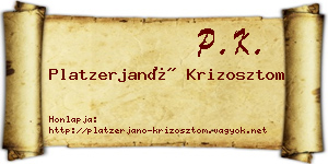 Platzerjanó Krizosztom névjegykártya
